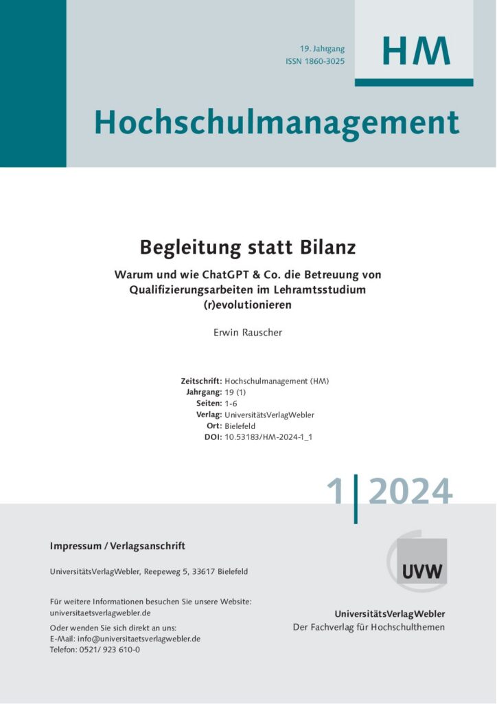 Begleitung statt Bilanz: Warum und wie ChatGPT & Co. die Betreuung von Qualifizierungsarbeiten im Lehramtsstudium (r)evolutionieren (ePaper)
