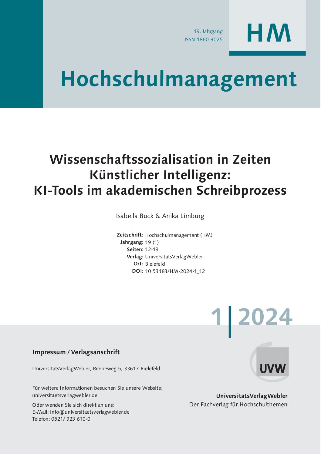 Wissenschaftssozialisation in Zeiten Künstlicher Intelligenz: KI-Tools im akademischen Schreibprozess (ePaper)