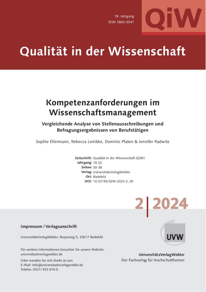 Kompetenzanforderungen im Wissenschaftsmanagement: Vergleichende Analyse von Stellenausschreibungen und Befragungsergebnissen von Berufstätigen (ePaper)