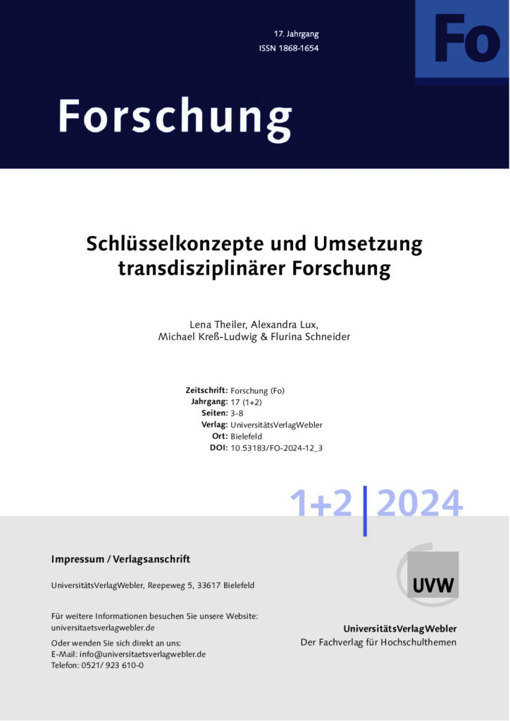 Schlüsselkonzepte und Umsetzung transdisziplinärer Forschung (ePaper)