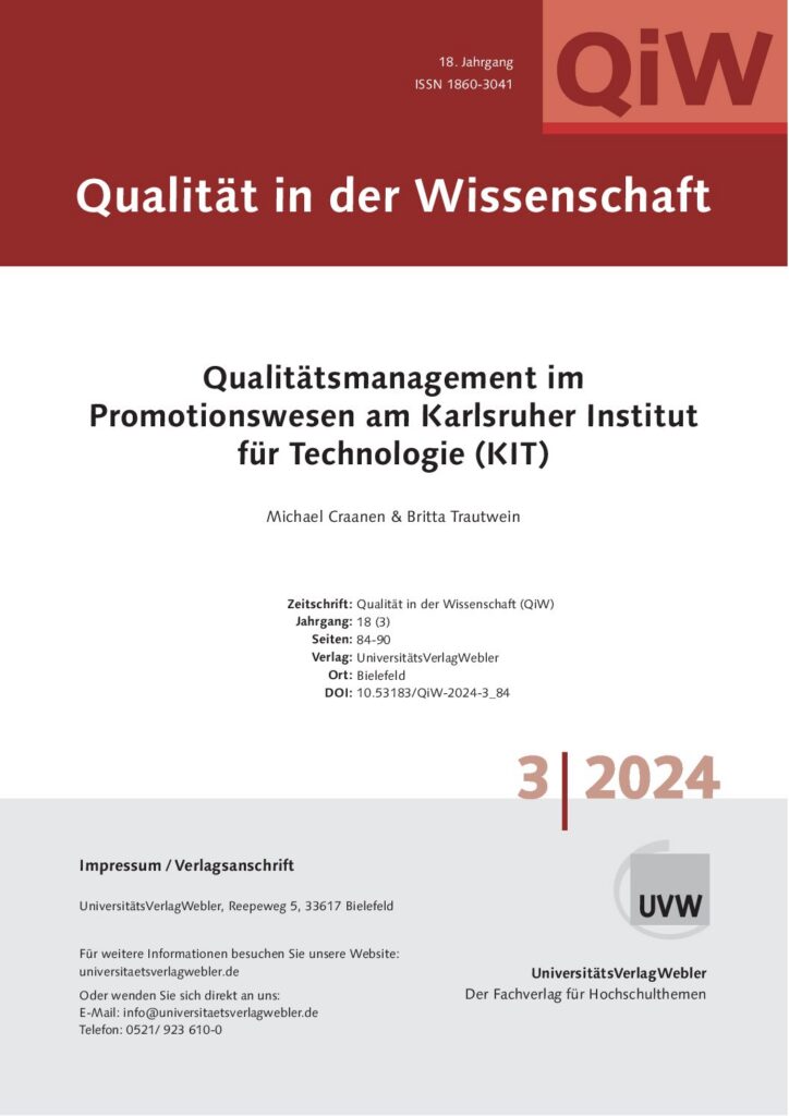 Qualitätsmanagement im Promotionswesen am Karlsruher Institut für Technologie (KIT) (ePaper)