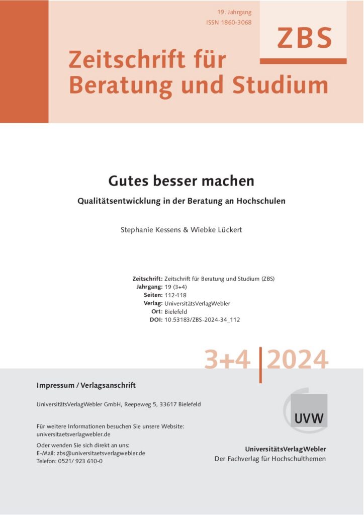 Gutes besser machen: Qualitätsentwicklung in der Beratung an Hochschulen (ePaper)