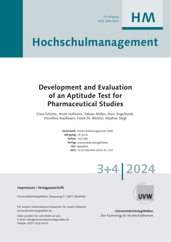 Development and Evaluation of an Aptitude Test for Pharmaceutical Studies (ePaper)
