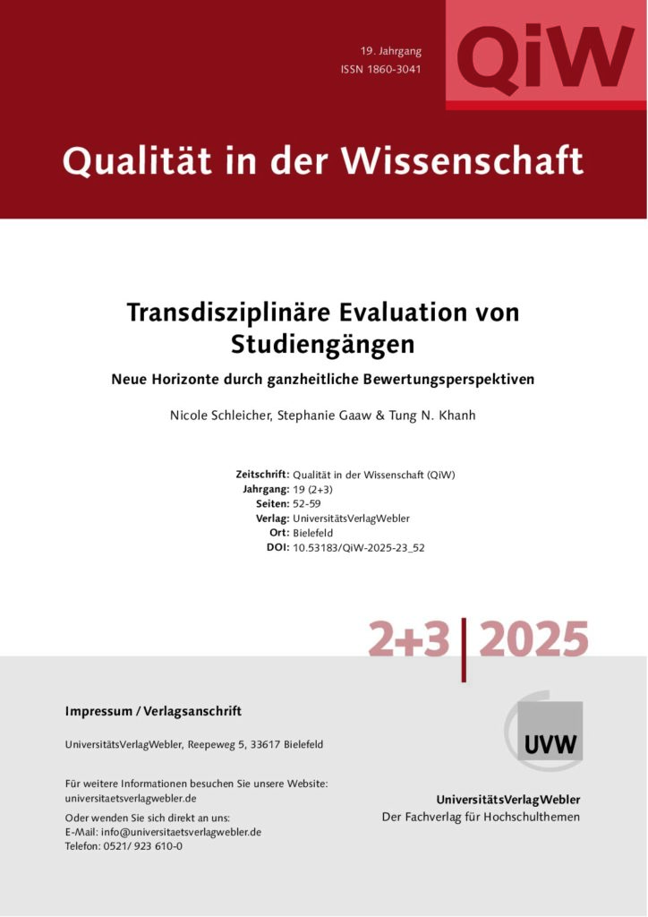 Transdisziplinäre Evaluation von Studiengängen - Neue Horizonte durch ganzheitliche Bewertungsperspektiven (ePaper)
