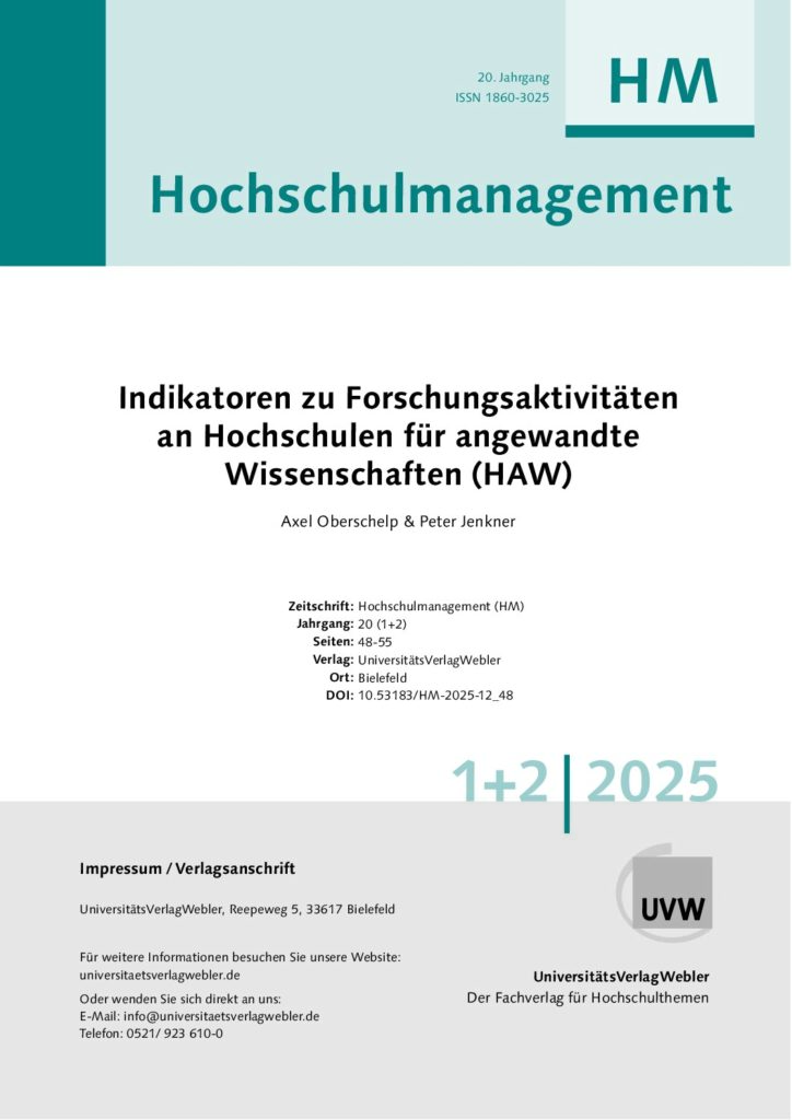 Indikatoren zu Forschungsaktivitäten an Hochschulen für angewandte Wissenschaften (HAW) (ePaper)