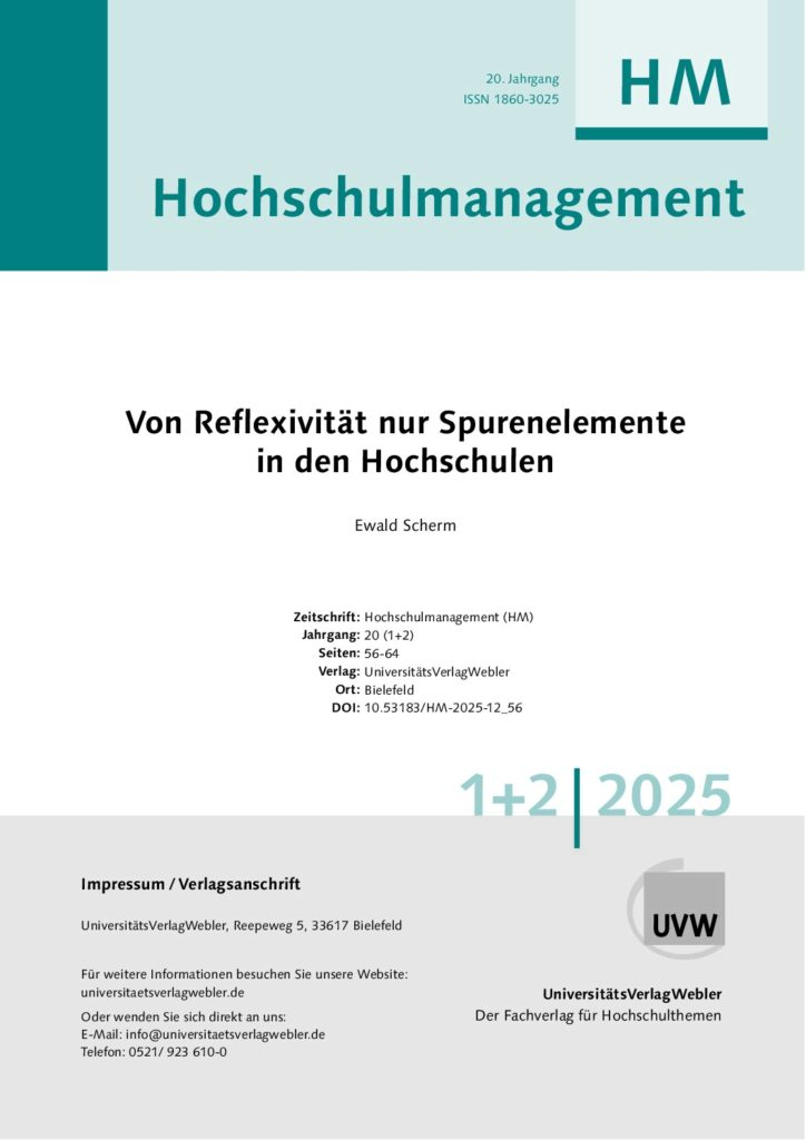 Von Reflexivität nur Spurenelemente  in den Hochschulen (ePaper)