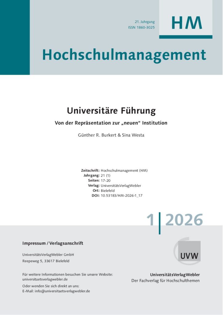 Universitäre Führung: Von der Repräsentation zur „neuen“ Institution (ePaper)