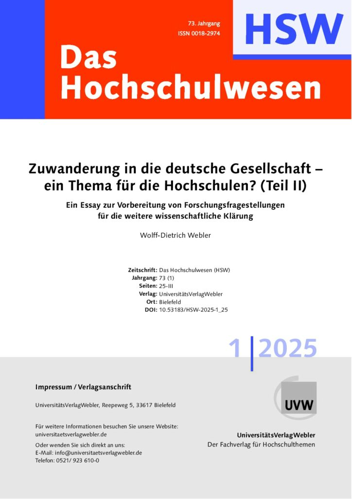 „Zuwanderung in die deutsche Gesellschaft – ein Thema für die Hochschulen? (Teil II)“ (ePaper)