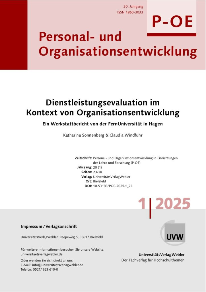 Dienstleistungsevaluation im Kontext von Organisationsentwicklung: Ein Werkstattbericht von der FernUniversität in Hagen (ePaper)