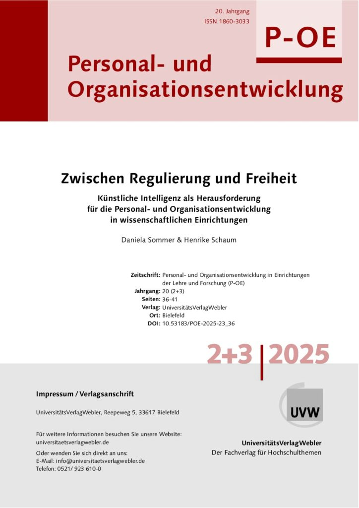 Zwischen Regulierung und Freiheit: Künstliche Intelligenz als Herausforderung für die Personal- und Organisationsentwicklung in wissenschaftlichen Einrichtungen (ePaper)