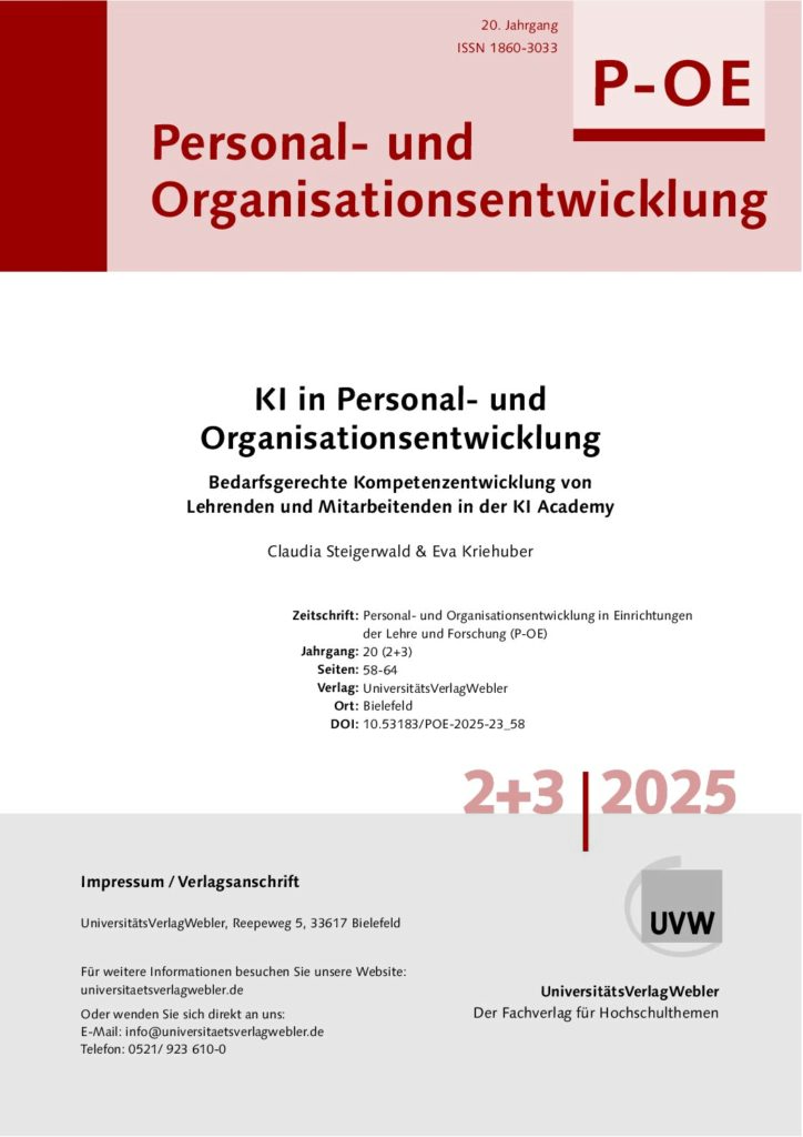 KI in Personal- und Organisationsentwicklung: Bedarfsgerechte Kompetenzentwicklung von Lehrenden und Mitarbeitenden in der KI Academy (ePaper)