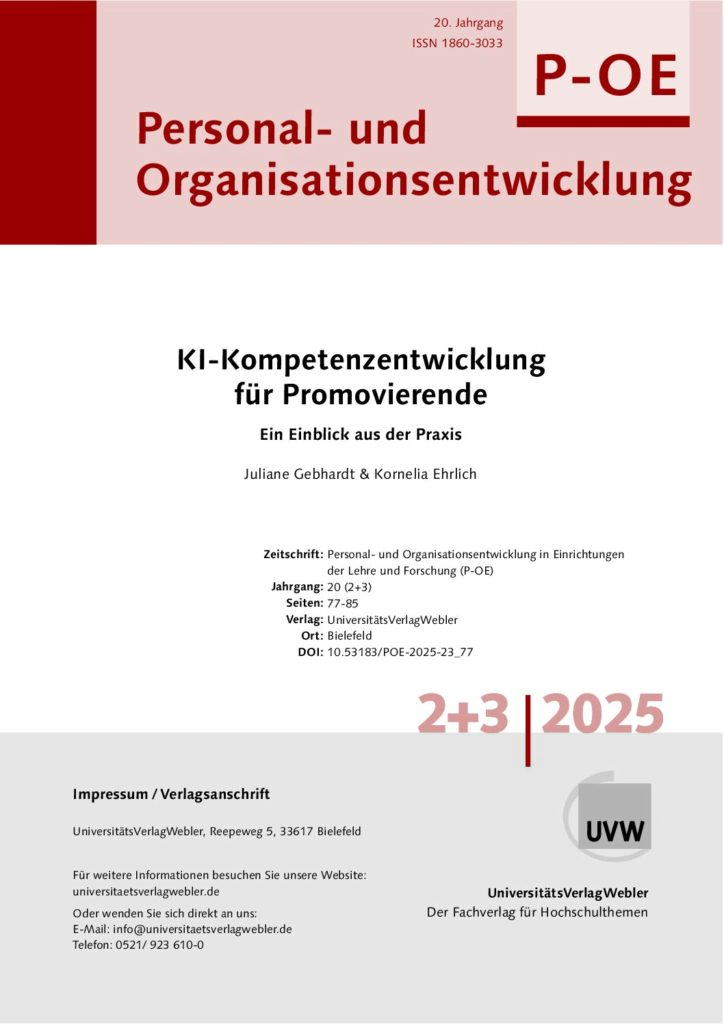 KI-Kompetenzentwicklung für Promovierende: Ein Einblick aus der Praxis (ePaper)