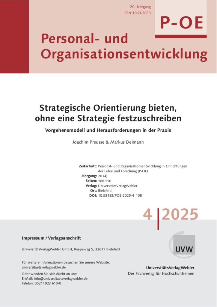 Strategische Orientierung bieten, ohne eine Strategie festzuschreiben: Vorgehensmodell und Herausforderungen in der Praxis (ePaper)