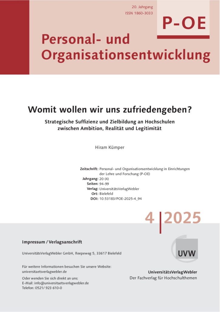 Womit wollen wir uns zufriedengeben? Strategische Suffizienz und Zielbildung an Hochschulen zwischen Ambition, Realität und Legitimität (ePaper)