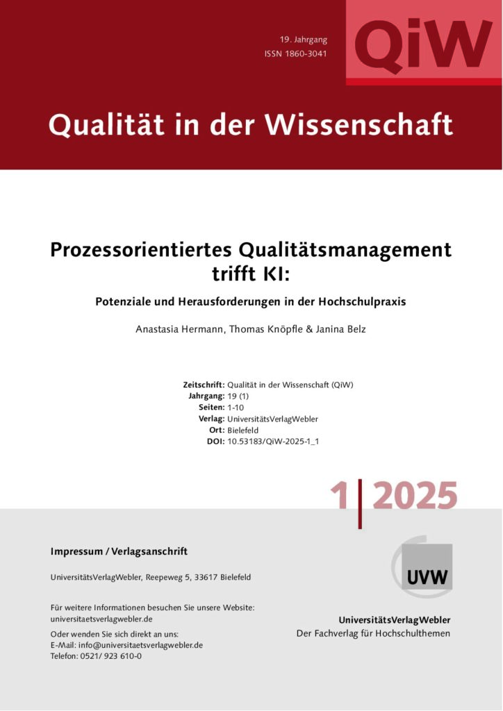 Prozessorientiertes Qualitätsmanagement trifft KI: Potenziale und Herausforderungen in der Hochschulpraxis (ePaper)