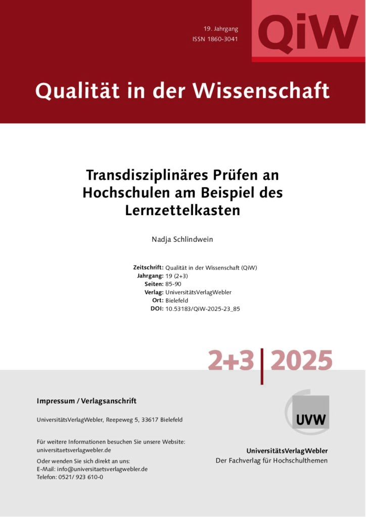 Transdisziplinäres Prüfen an Hochschulen am Beispiel des Lernzettelkasten (ePaper)