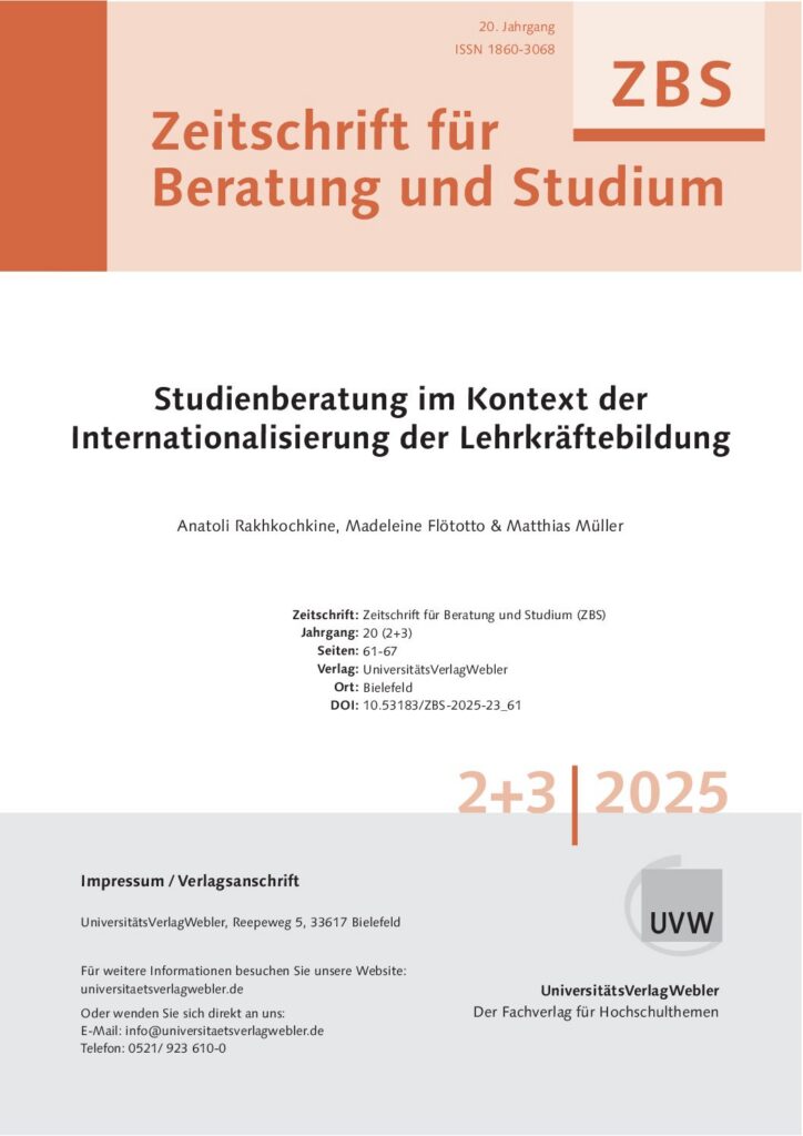 Studienberatung im Kontext der Internationalisierung der Lehrkräftebildung (ePaper)