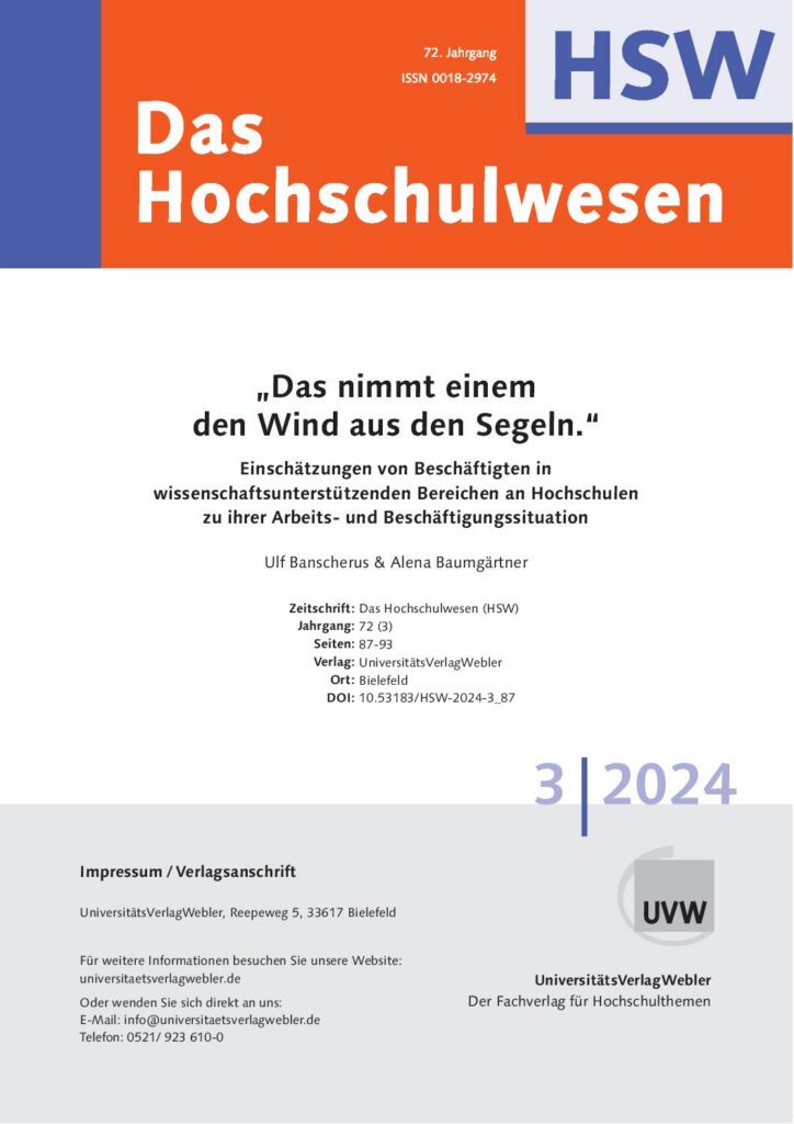 „Das nimmt einem den Wind aus den Segeln.“: Einschätzungen von Beschäftigten in wissenschaftsunterstützenden Bereichen an Hochschulen zu ihrer Arbeits- und Beschäftigungssituation (ePaper)