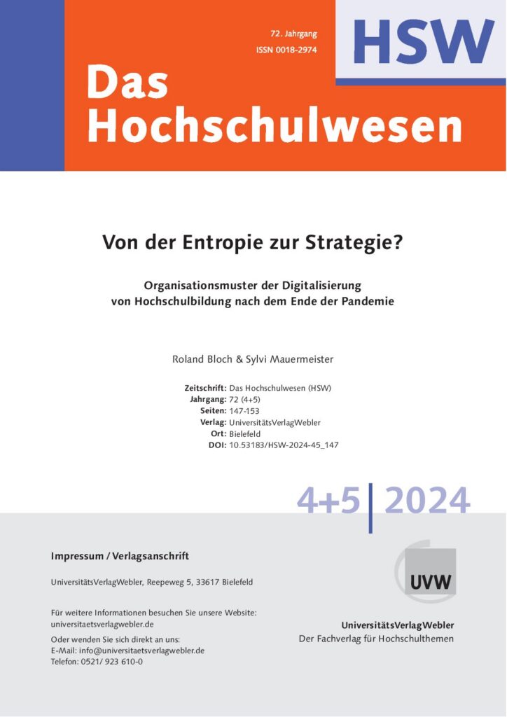 Von der Entropie zur Strategie? Organisationsmuster der Digitalisierung von Hochschulbildung nach dem Ende der Pandemie (ePaper)