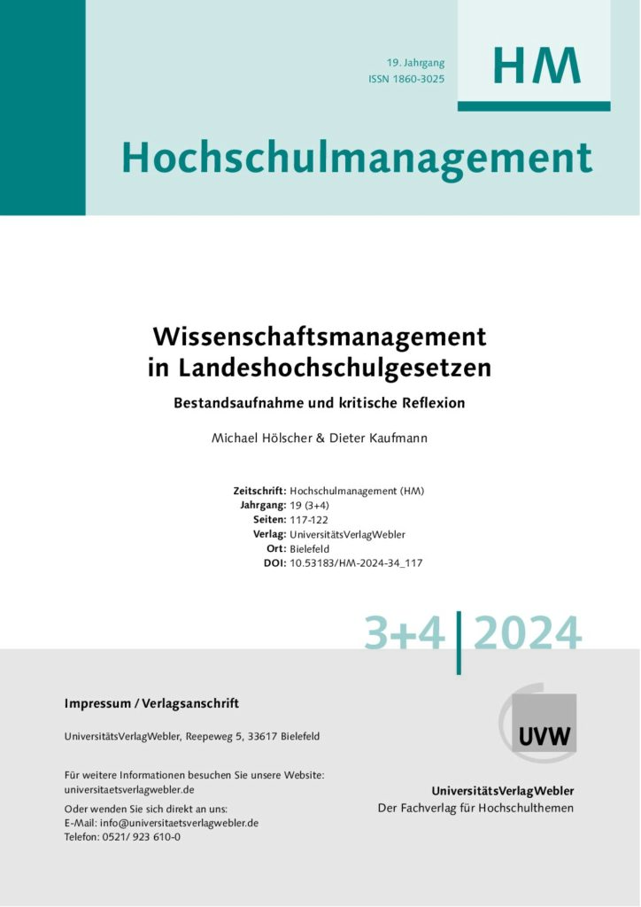 Wissenschaftsmanagement in Landeshochschulgesetzen: Bestandsaufnahme und kritische Reflexion (ePaper)