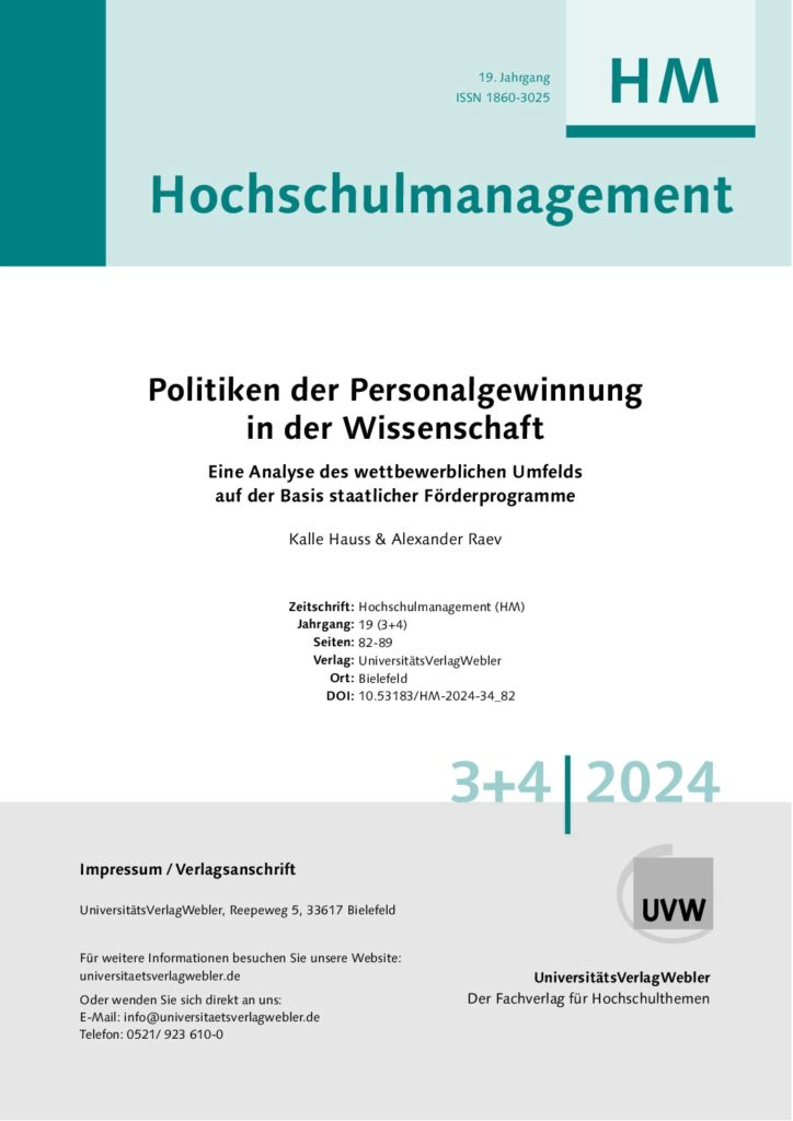 Politiken der Personalgewinnung in der Wissenschaft: Eine Analyse des wettbewerblichen Umfelds auf der Basis staatlicher Förderprogramme (ePaper)