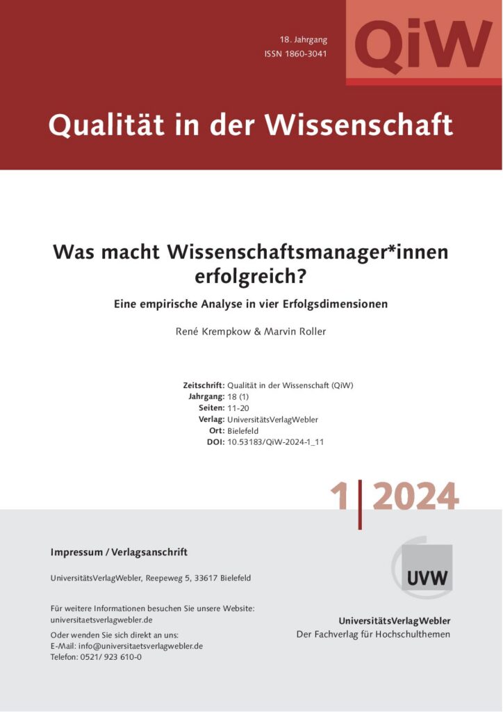 Was macht Wissenschaftsmanager*innen erfolgreich? Eine empirische Analyse in vier Erfolgsdimensionen (ePaper)