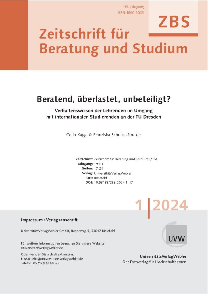 Beratend, überlastet, unbeteiligt? Verhaltensweisen der Lehrenden im Umgang mit internationalen Studierenden an der TU Dresden (ePaper)