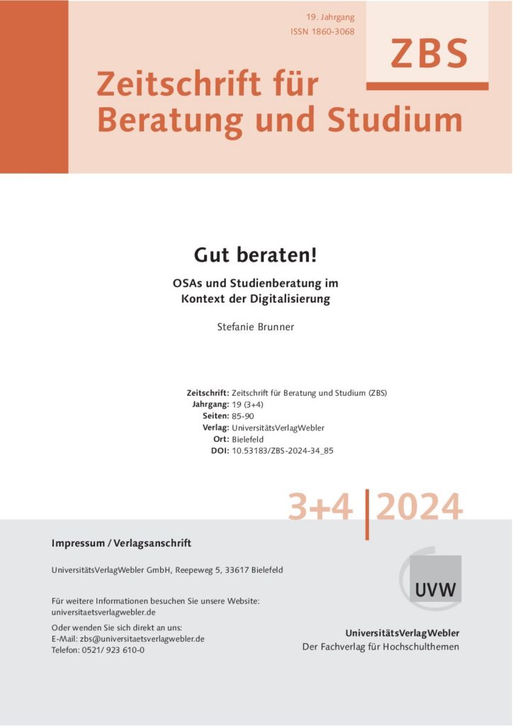Gut beraten! OSAs und Studienberatung im Kontext der Digitalisierung (ePaper)