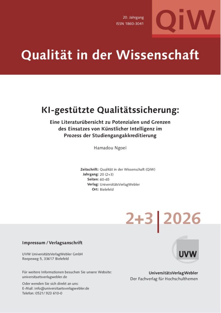 KI-gestützte Qualitätssicherung: Eine Literaturübersicht zu Potenzialen und Grenzen des Einsatzes von Künstlicher Intelligenz im Prozess der Studiengangakkreditierung (ePaper)