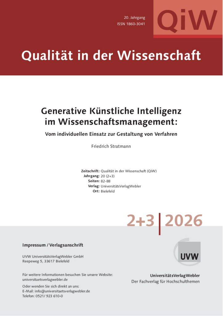 Generative Künstliche Intelligenz im Wissenschaftsmanagement: Vom individuellen Einsatz zur Gestaltung von Verfahren (ePaper)