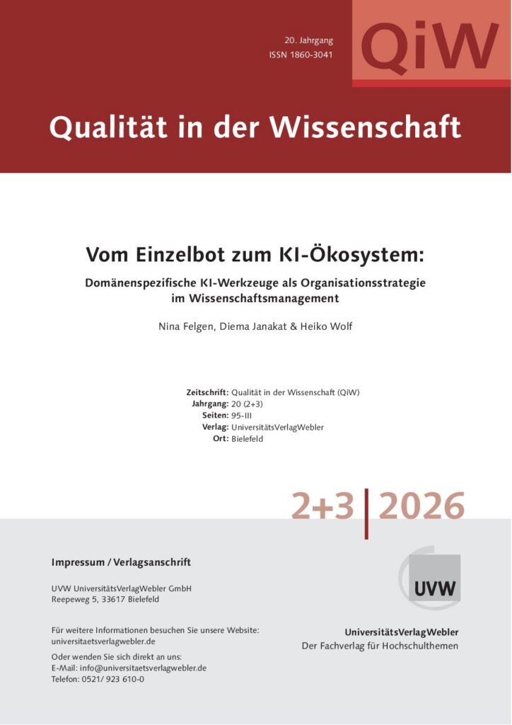 Vom Einzelbot zum KI-Ökosystem: Domänenspezifische KI-Werkzeuge als Organisationsstrategie im Wissenschaftsmanagement (ePaper)
