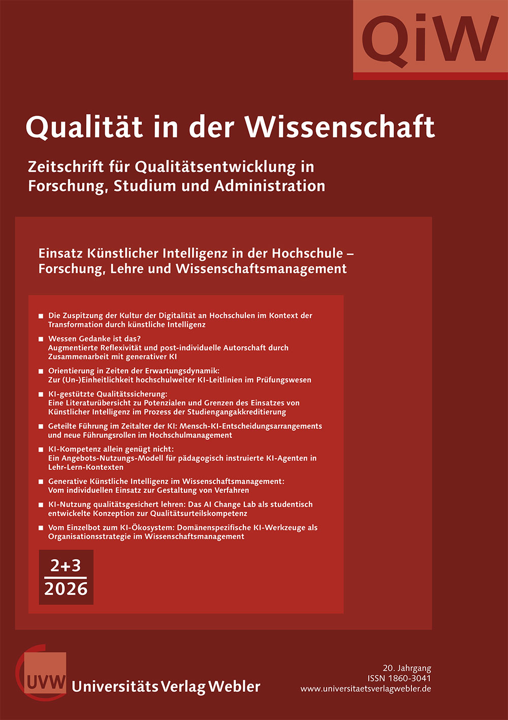 Qualität in der Wissenschaft – Ausgabe 2026|2+3